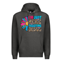 Charcoal Heather im just here trusting jesus Premium Hoodie - CowhideDigitalArt