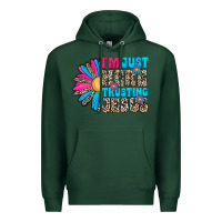 Sports Green im just here trusting jesus Premium Hoodie - CowhideDigitalArt
