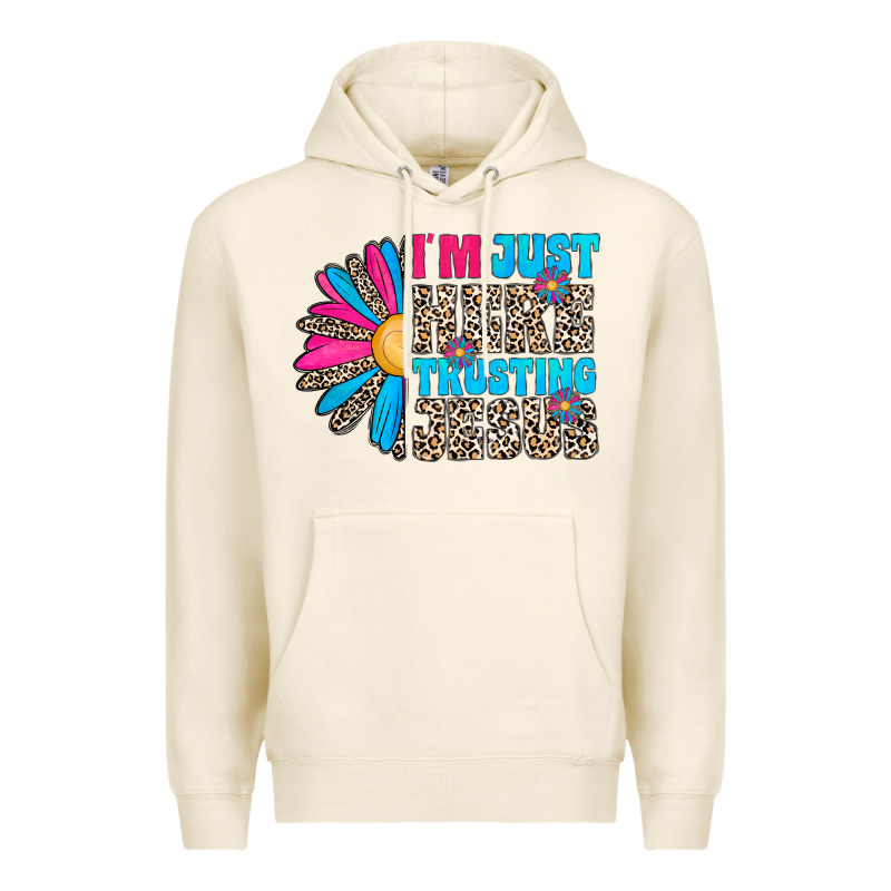 Im Just Here Trusting Jesus Premium Hoodie by CowhideDigitalArt | Teevron
