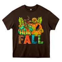 Chocolate Brown Hello Fall Heavy Core Tee - NancyCooperArtShop
