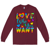 Burgundy Western Love Who You Want Long Sleeve Tee - BundleAndBundleShop