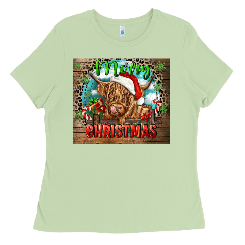Merry Christmas Heifer Cow Ladies Tee by CowGirlArtShop | Teevron