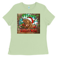 Matcha merry christmas heifer cow Ladies Tee - CowGirlArtShop