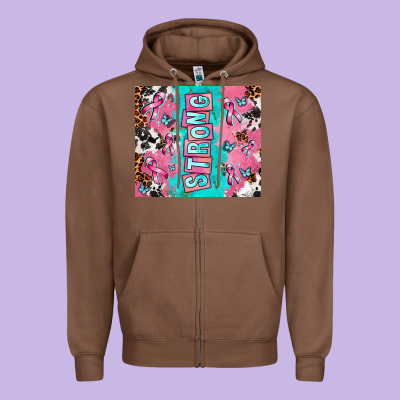 Breast Cancer Awareness Strong Zipper Hoodie Designed By Adodesignshop