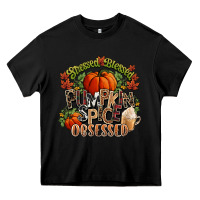 Black Stressed blessed pumpkin spice obsessed Fall Heavy Core Tee - NancyCooperArtShop