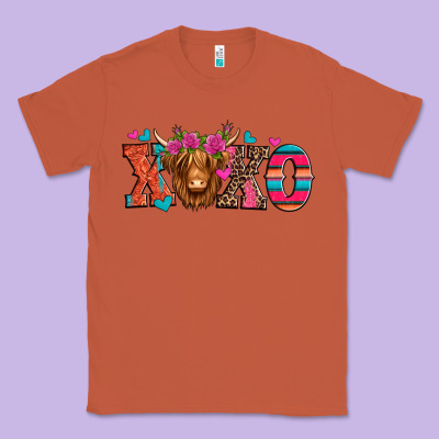 Xoxo Valentine's Day Highland Cow Classic Tee Designed By Jasminsmagicworld