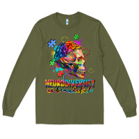 Army Green Neurodiversity Is Beautiful Long Sleeve Tee - FaDigitalArtStudio