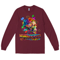 Burgundy Neurodiversity Is Beautiful Long Sleeve Tee - FaDigitalArtStudio