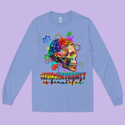 Neurodiversity Is Beautiful Long Sleeve Tee Designed By Fadigitalartstudio