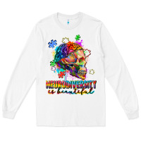 White Neurodiversity Is Beautiful Long Sleeve Tee - FaDigitalArtStudio