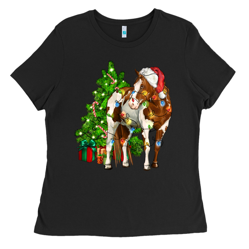 American Paint Horse Christmas Tree Ladies Tee by CowGirlArtShop | Teevron