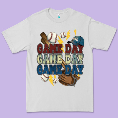 Game Day Lightning Bolt Baseball Premium Tee Designed By Howdyjamesfarm