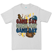 Dove Grey Game Day lightning bolt Baseball Premium Tee - HowdyJamesFarm