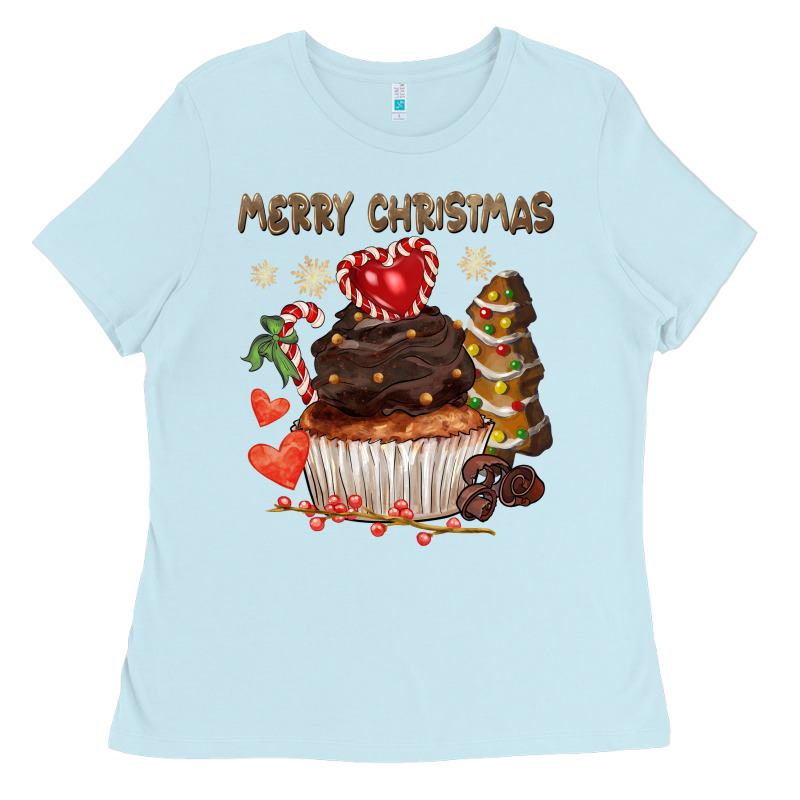 Merry Christmas Cupcake Chocolate Ladies Tee by CowGirlArtShop | Teevron
