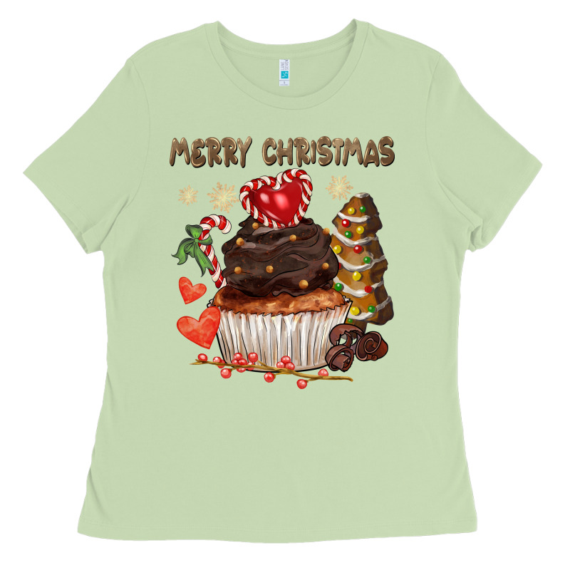Merry Christmas Cupcake Chocolate Ladies Tee by CowGirlArtShop | Teevron