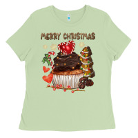 Matcha merry christmas cupcake chocolate Ladies Tee - CowGirlArtShop