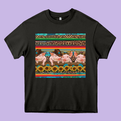 Western Serape Pigs Heavy Core Tee Designed By Ranaportraitstore
