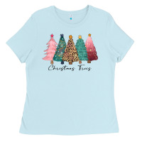 Baby Blue christmas trees Ladies Tee - CowGirlArtShop