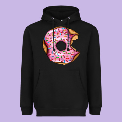 Pink Strawberry Donut Heavyweight Hoodie Designed By Adodesignshop