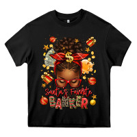 Black santa favorite banker afro messy bun Heavy Core Tee - texasbilliewilder