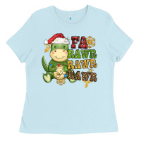 Baby Blue watercolor t rex fa rawr rawr rawr christmas Ladies Tee - CowGirlArtShop