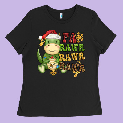 Watercolor T Rex Fa Rawr Rawr Rawr Christmas Ladies Tee Designed By Cowgirlartshop