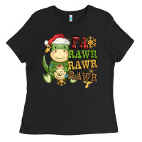 Black watercolor t rex fa rawr rawr rawr christmas Ladies Tee - CowGirlArtShop