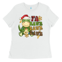 White watercolor t rex fa rawr rawr rawr christmas Ladies Tee - CowGirlArtShop