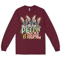 Burgundy peepin' it real easter day Long Sleeve Tee - FaDigitalArtStudio