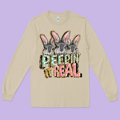 Peepin' It Real Easter Day Long Sleeve Tee Designed By Fadigitalartstudio