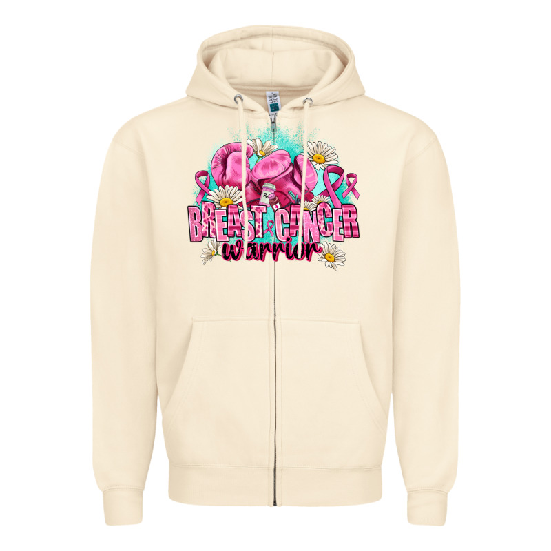 Breast Cancer Warrior Zipper Hoodie by AdoDesignShop | Teevron