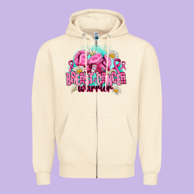 Breast Cancer Warrior Zipper Hoodie Designed By Adodesignshop