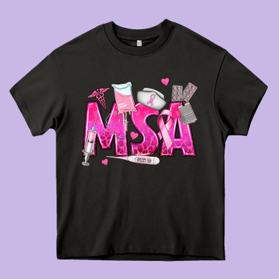 Breast Cancer Msa Medical Support Assistant Heavy Core Tee Designed By Texasbilliewilder