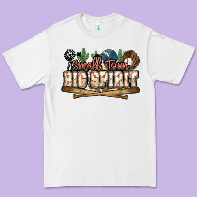 Small Town Big Spirit Baseball Premium Tee Designed By Howdyjamesfarm