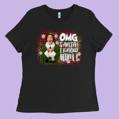 The Elf Omg Santa Ladies Tee Designed By Cowgirlartshop