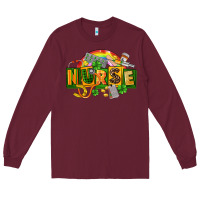 Burgundy nurse st patricks Long Sleeve Tee - FaDigitalArtStudio