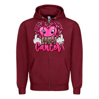 Burgundy hey cancer with middle fingers Zipper Hoodie - AdoDesignShop