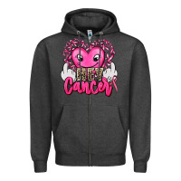 Charcoal Heather hey cancer with middle fingers Zipper Hoodie - AdoDesignShop