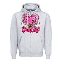 Heather Grey hey cancer with middle fingers Zipper Hoodie - AdoDesignShop