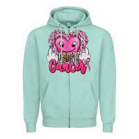 Seafoam hey cancer with middle fingers Zipper Hoodie - AdoDesignShop