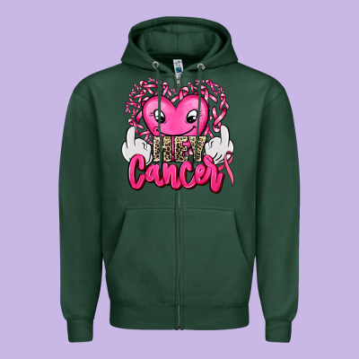Hey Cancer With Middle Fingers Zipper Hoodie Designed By Adodesignshop