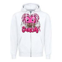 White hey cancer with middle fingers Zipper Hoodie - AdoDesignShop