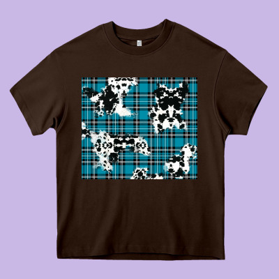 Winter Plaid And Cowhide Pattern Heavy Core Tee Designed By Ranaportraitstore