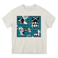 Cream winter plaid and cowhide pattern Heavy Core Tee - RanaPortraitStore
