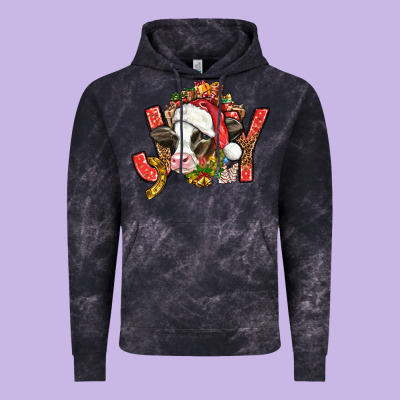 Joy Christmas With Cow Bbs Vintage Hoodie Designed By Bundleandbundleshop