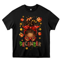 Black december girl christmas afro messy bun Heavy Core Tee - texasbilliewilder