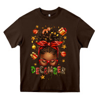 Chocolate Brown december girl christmas afro messy bun Heavy Core Tee - texasbilliewilder