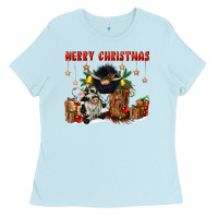 Baby Blue merry christmas Ladies Tee - CowGirlArtShop