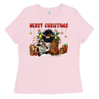 Bubblegum Pink merry christmas Ladies Tee - CowGirlArtShop
