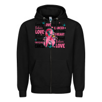 Black breast cancer ribbons with cancer words Zipper Hoodie - AdoDesignShop